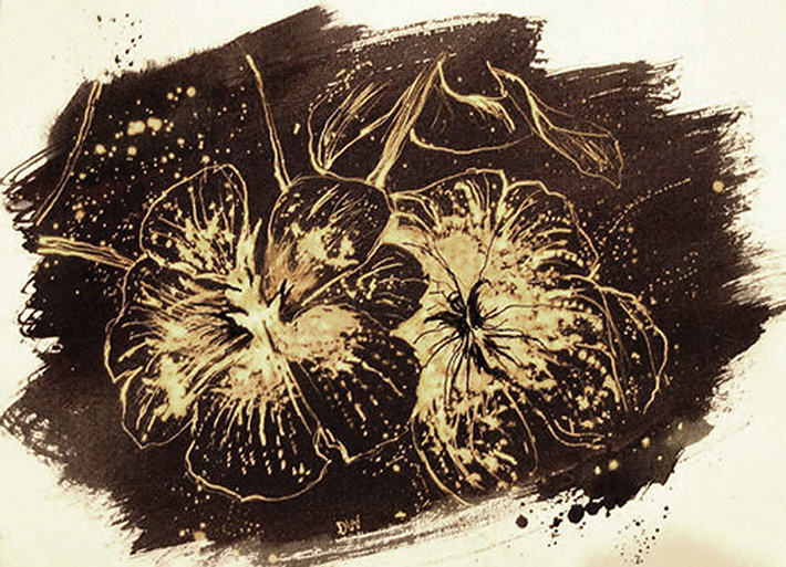 Orchids. Bleach and ink. 2004